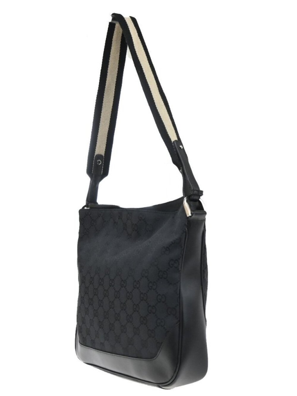 GUCCI GG Pattern Sherry Line Shoulder Bag Canvas Leather Black SHW Italy 32KC939 - Picture 3 of 15